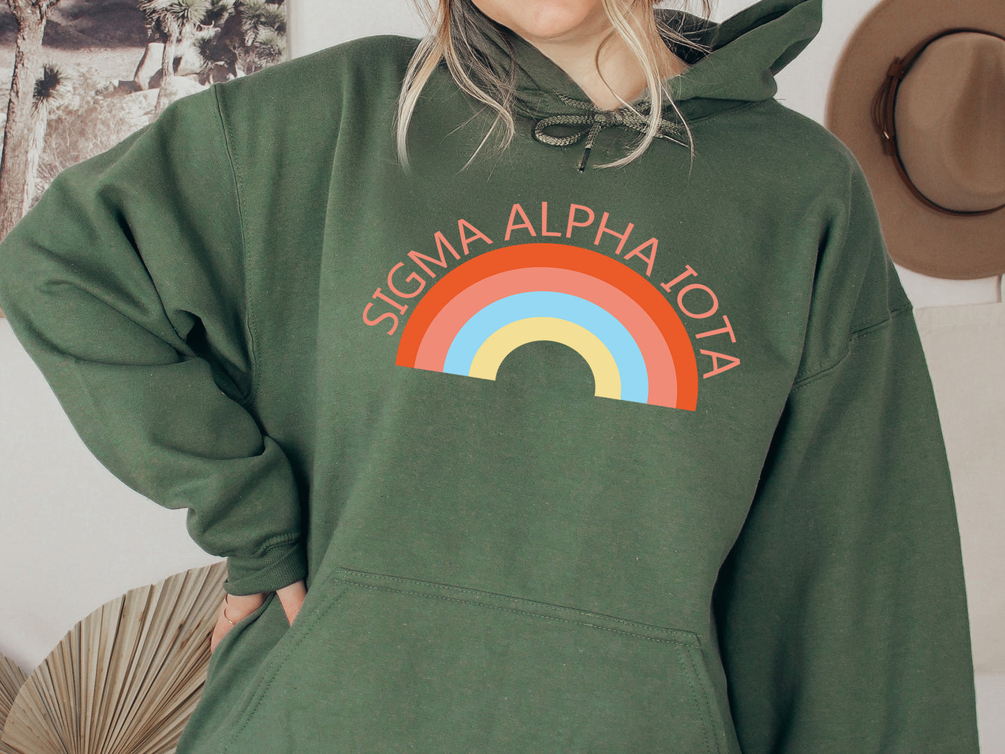 Sigma Alpha Iota Colorful Rainbow Sorority Hoodie _ 3464g