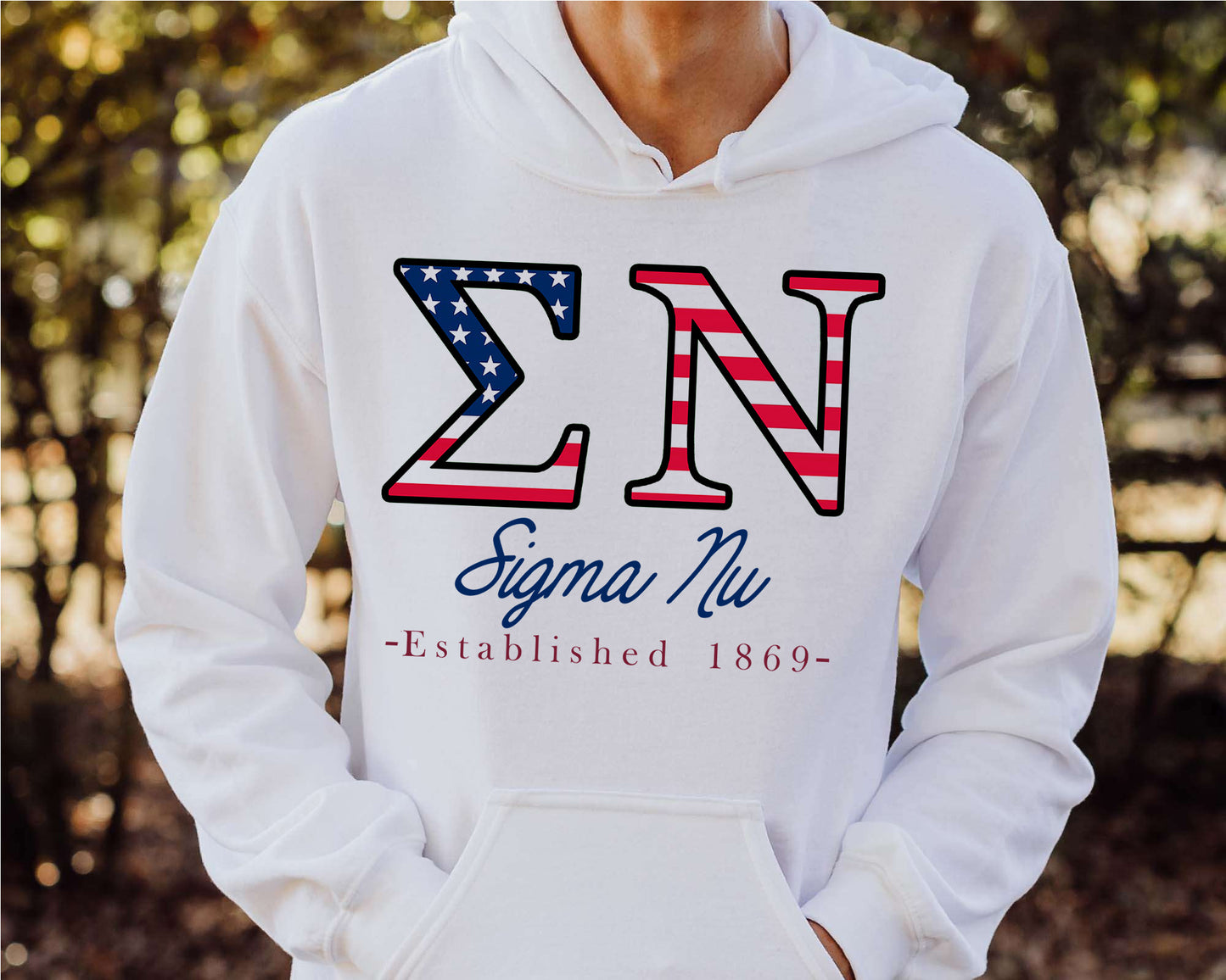 Sigma Nu American Flag Letters Fraternity Hoodie _ 1176g