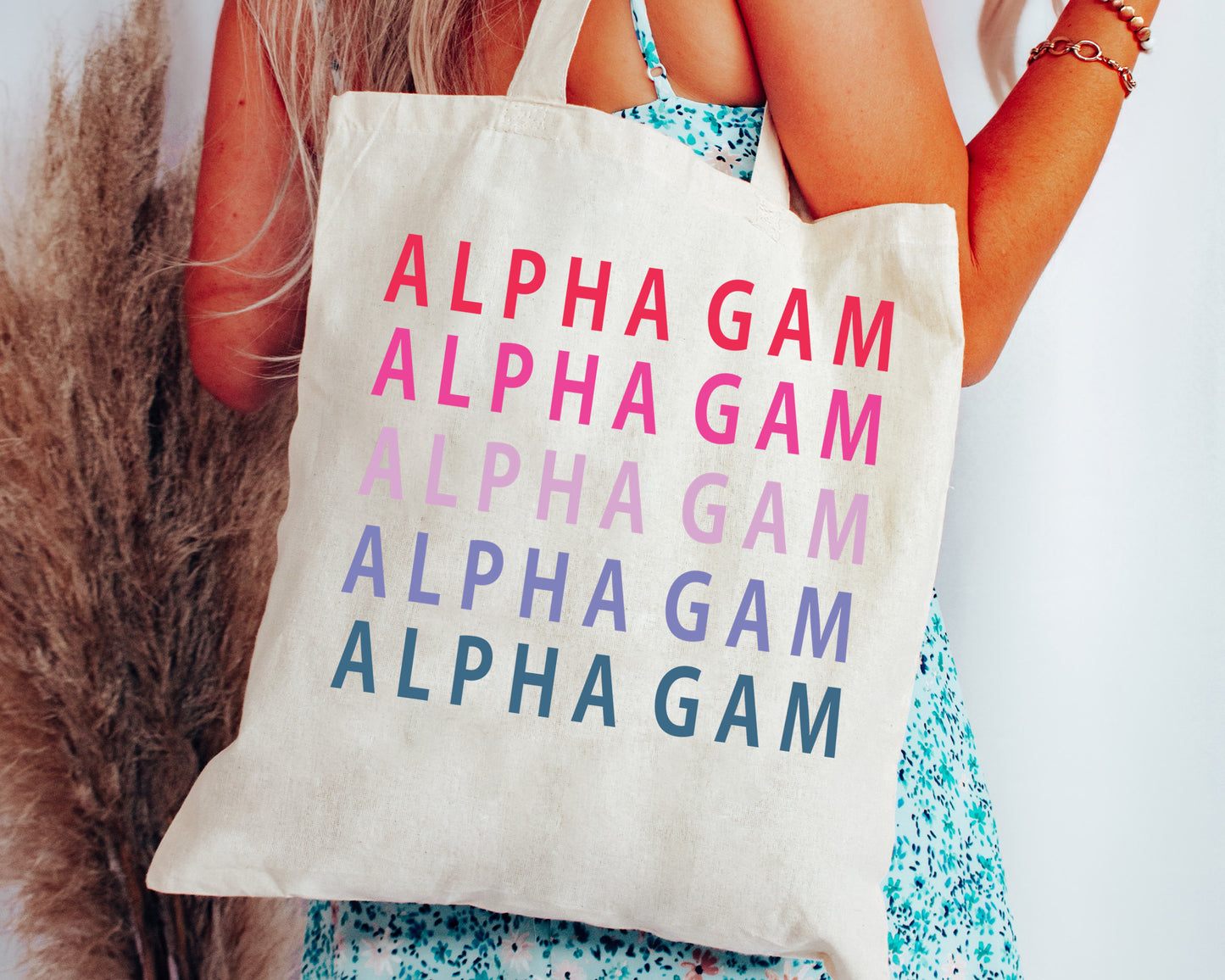 Alpha Gamma Delta Bright and Stacked Sorority Tote Bag _ 34388g
