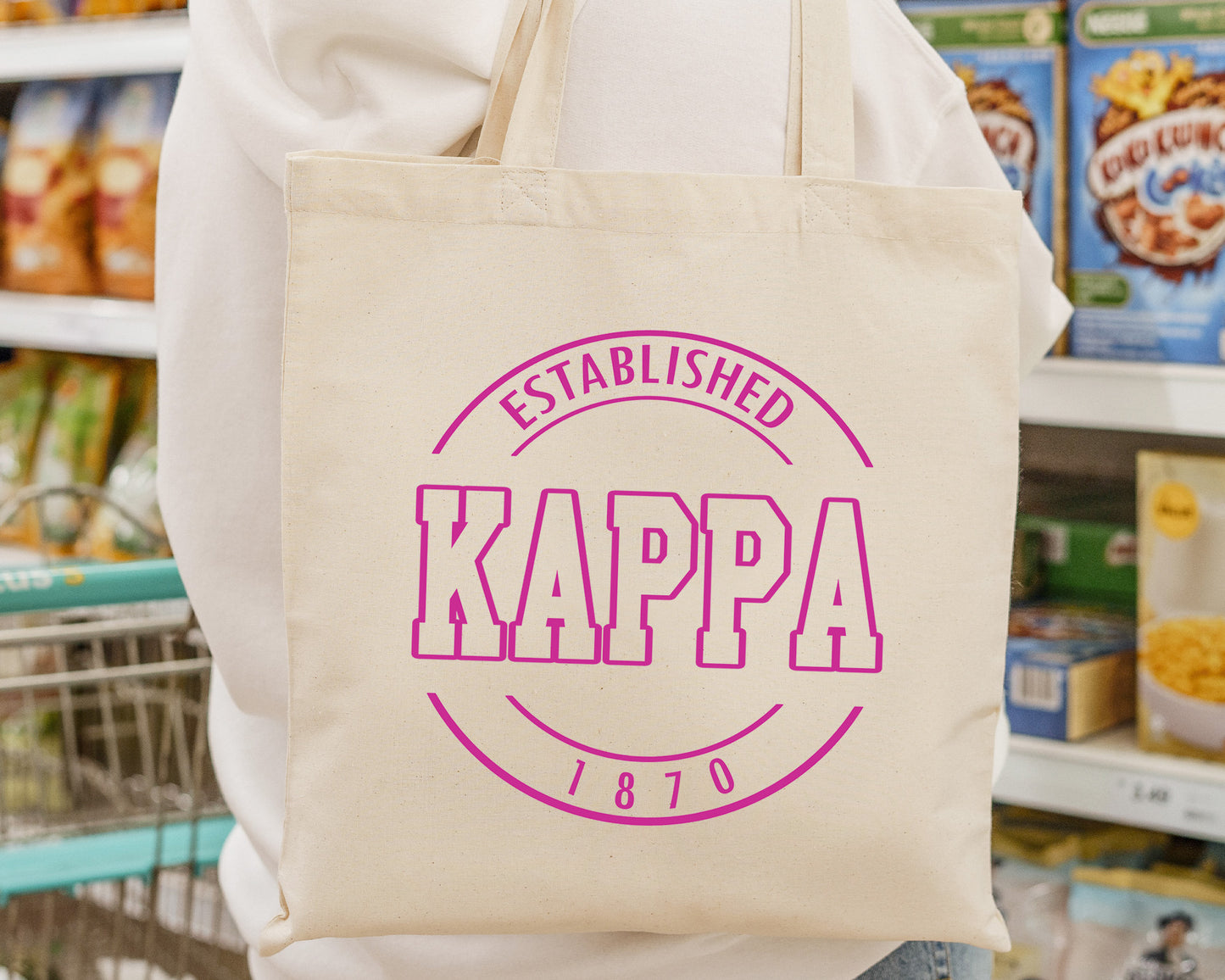 Kappa Kappa Gamma Pink Stamp Sorority Tote Bag _ 34454g