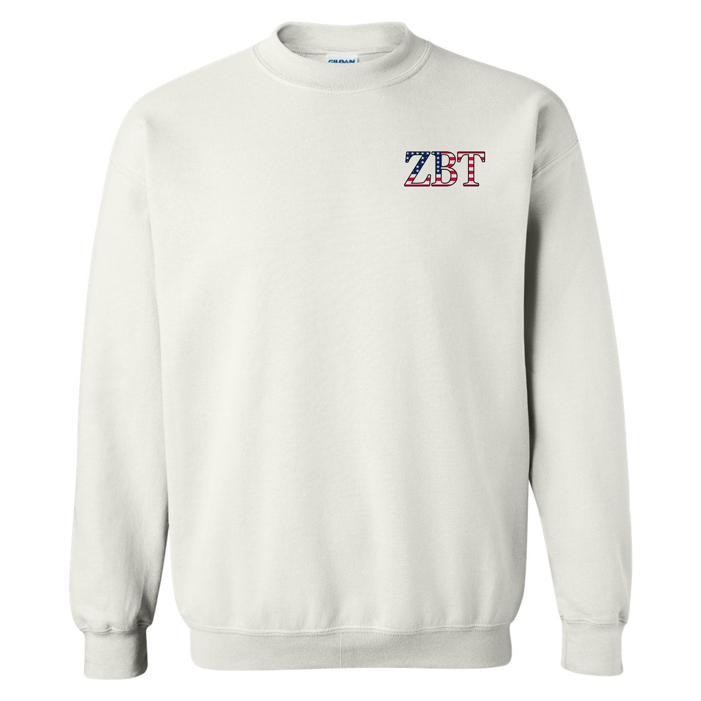 a white sweatshirt with the letters zet on it