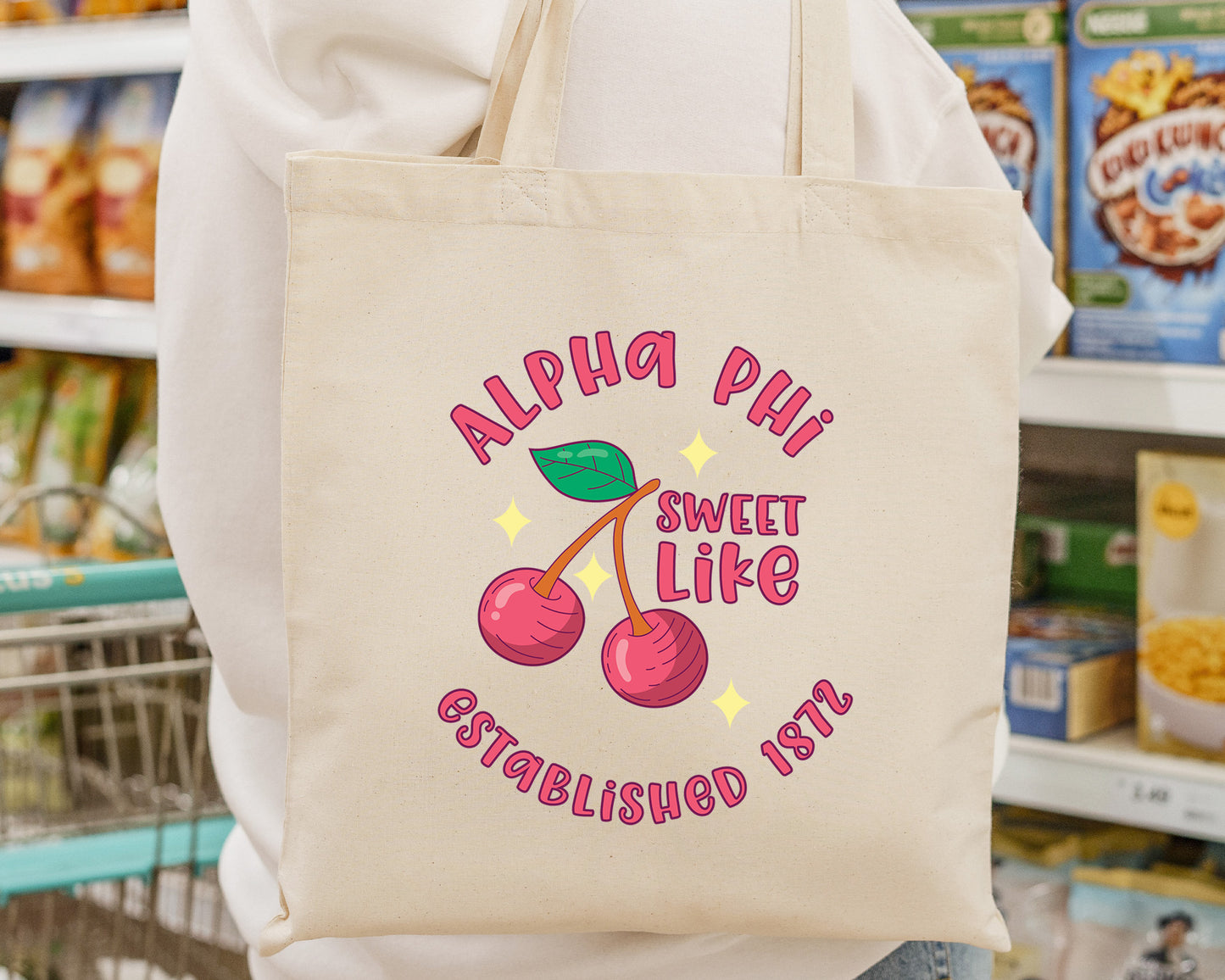 Alpha Phi Sweet Like Cherry Sorority Tote Bag _ 34313g