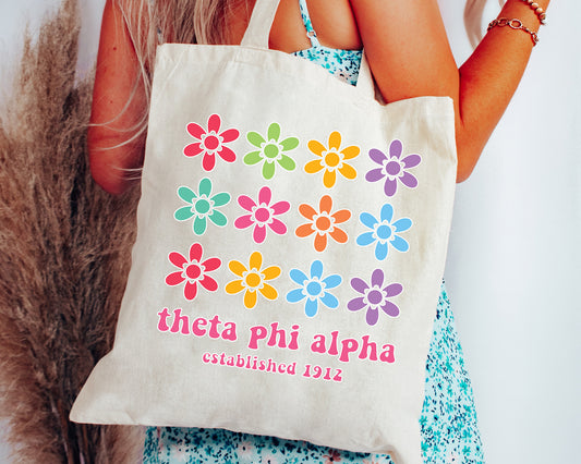 Theta Phi Alpha Floral Bloom Sorority Tote Bag _ 34539g
