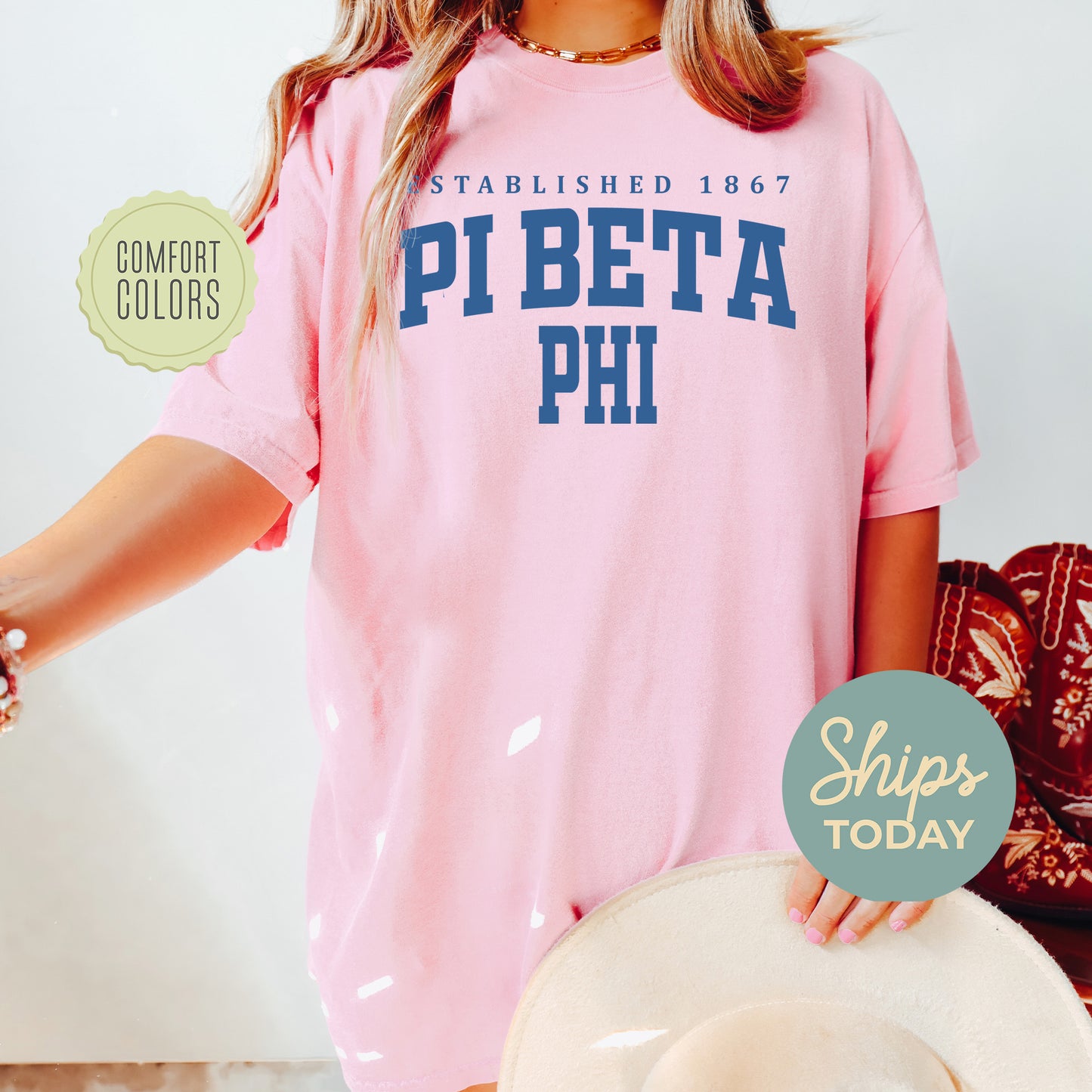 Pi Beta Phi Bold Letters Comfort Colors Sorority T-shirt _ 35140g