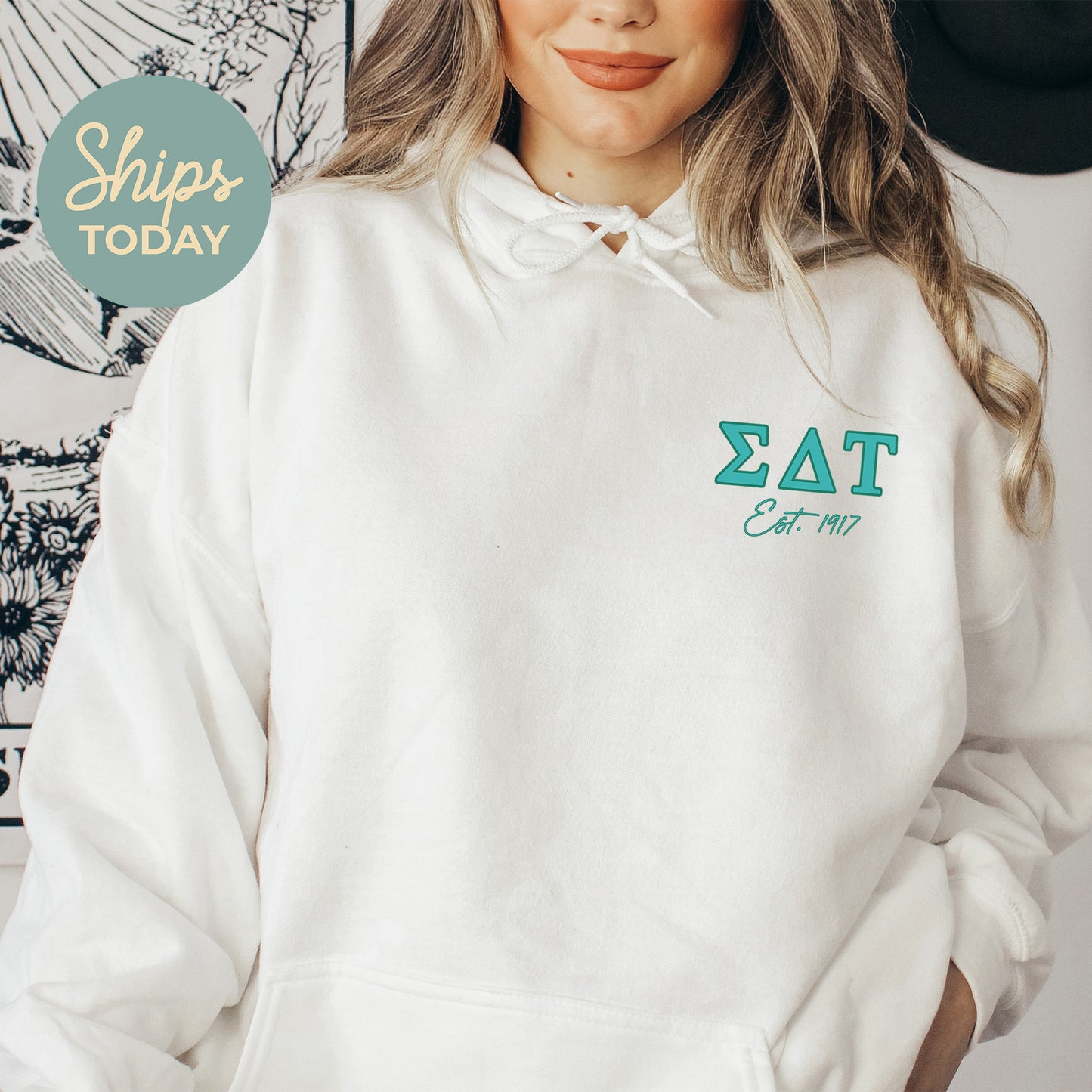 Sigma Delta Tau Letter Cuts Sorority Hoodie _ 35908g