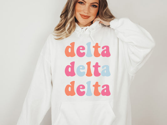 Delta Delta Delta Vividly Vibrant Sorority Hoodie _ 3159g