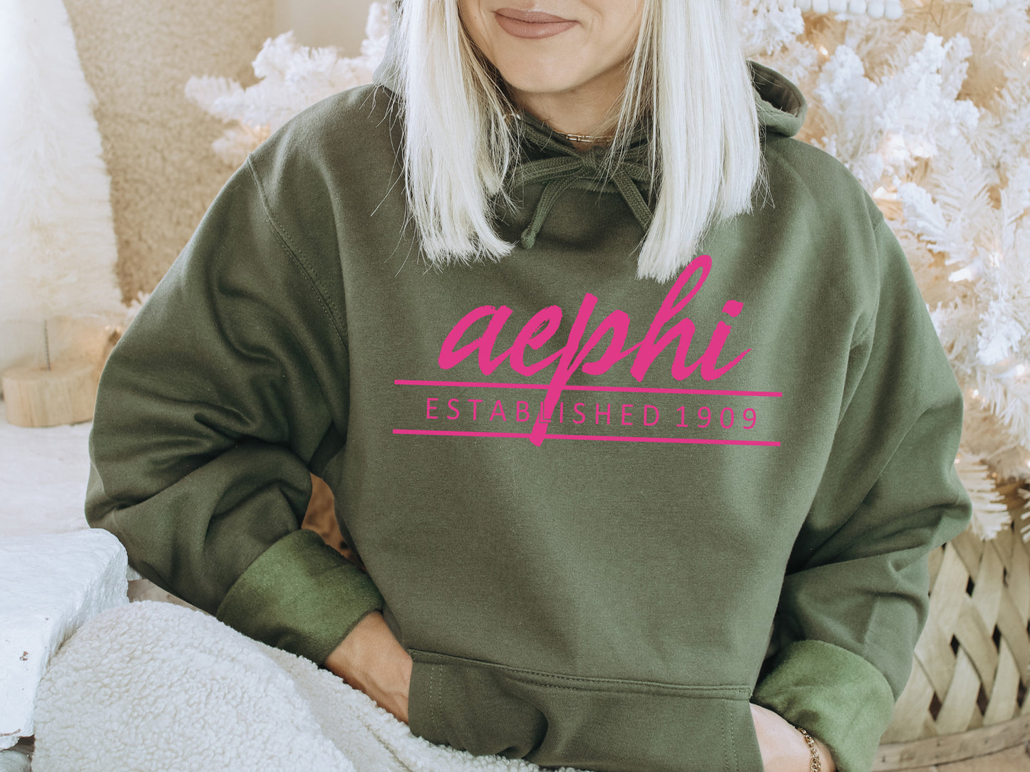 Alpha Epsilon Phi All Pink Sorority Hoodie _ 754g