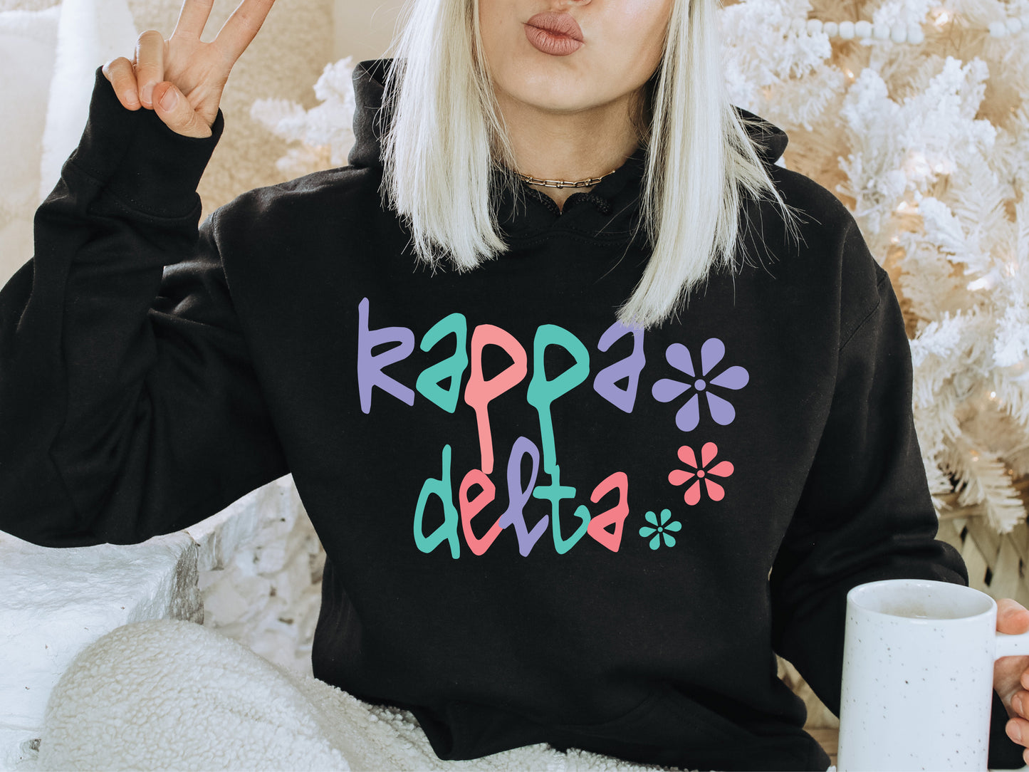 Kappa Delta Colorful Floral Sorority Hoodie _ 2619g