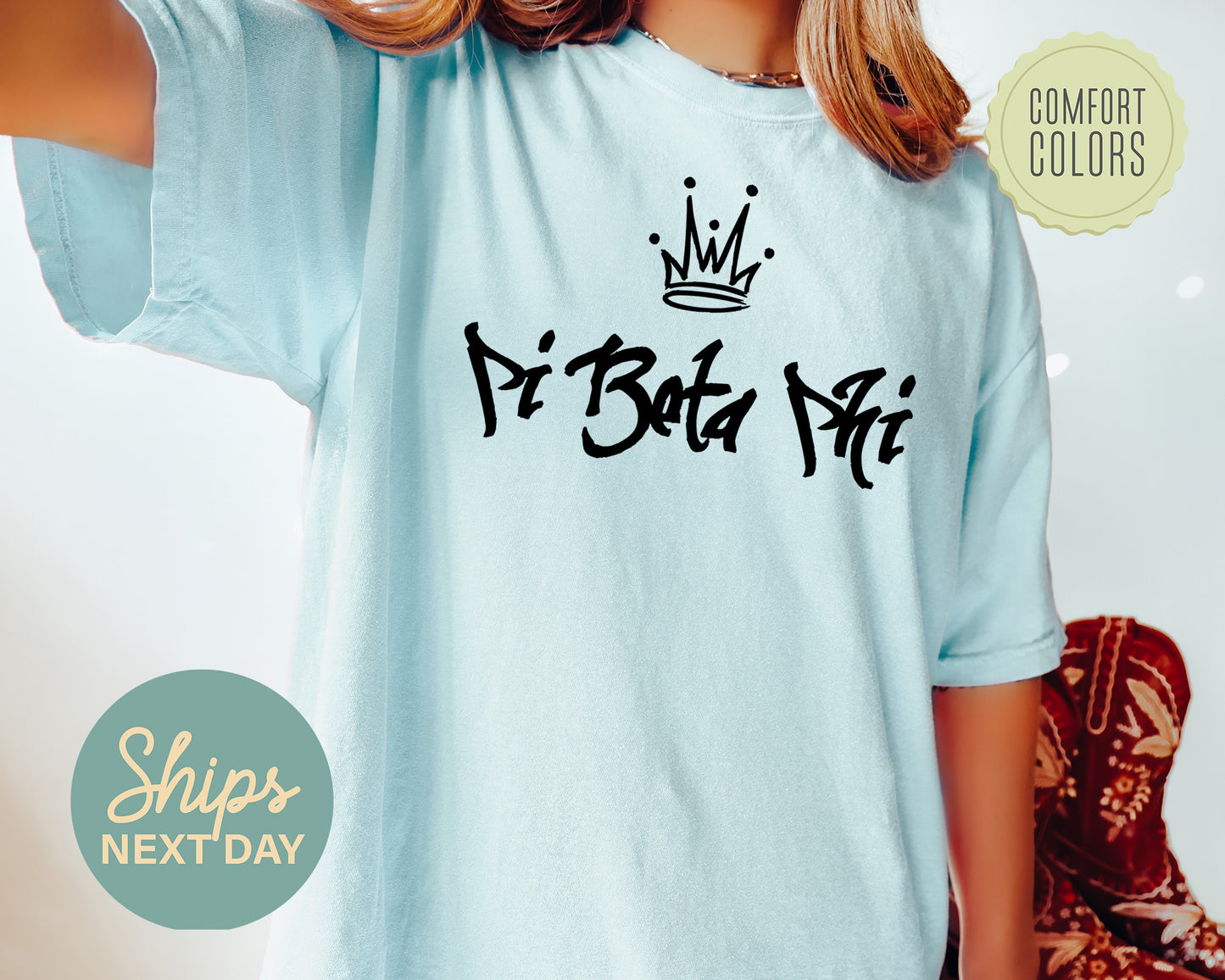 Pi Beta Phi Queen Comfort Colors Sorority T-shirt _ 2467g