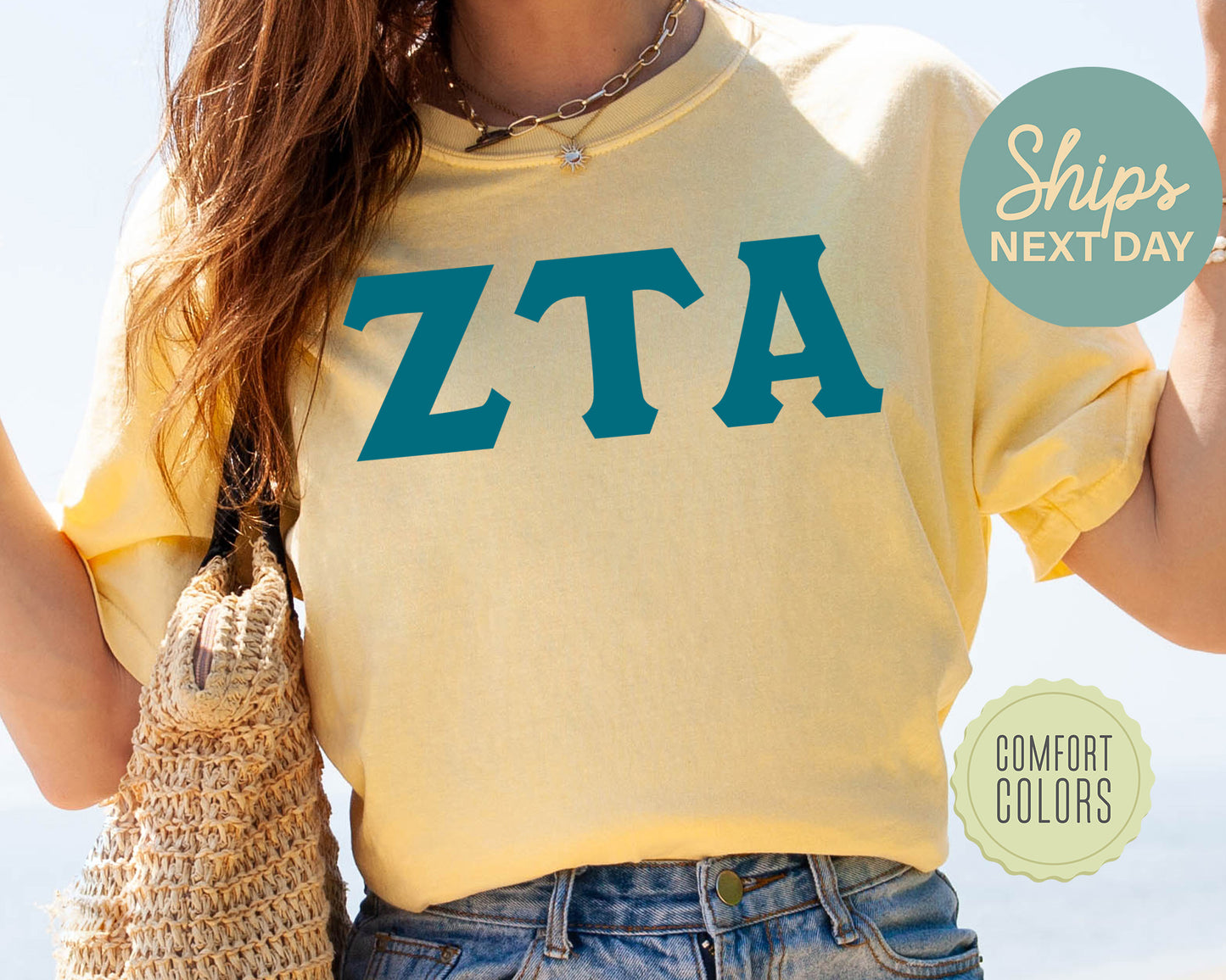 Zeta Tau Alpha Back to the Basics Comfort Colors Sorority T-shirt _ 647g