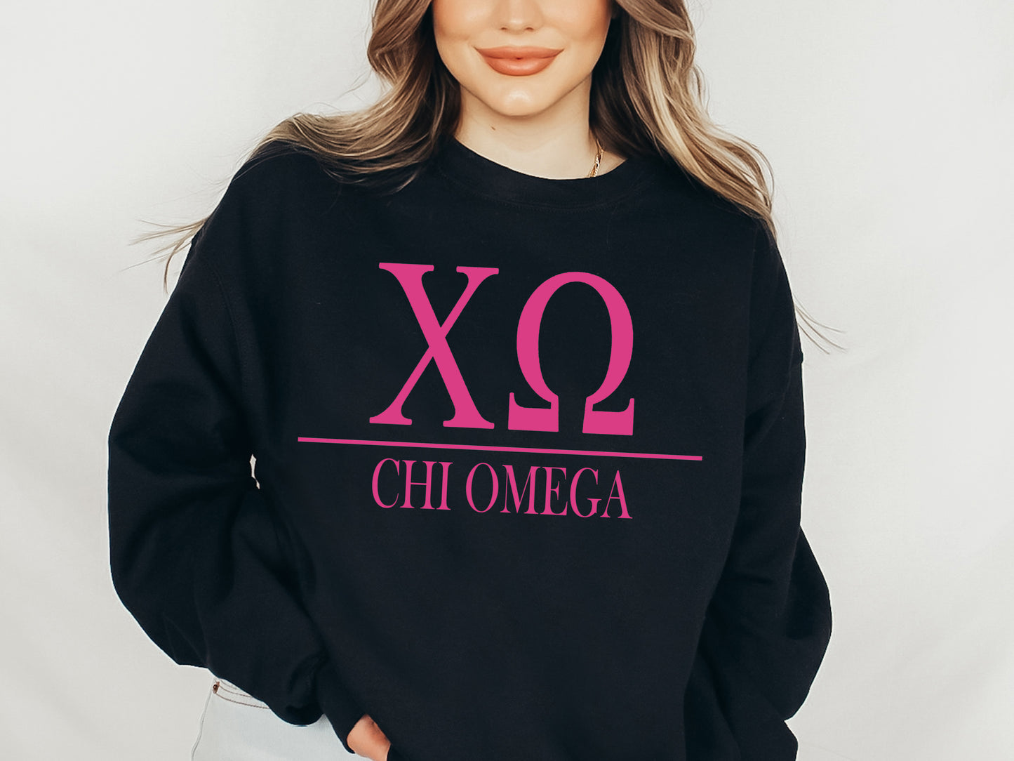 Chi Omega Loud Letters Sorority Sweatshirt _ 475g