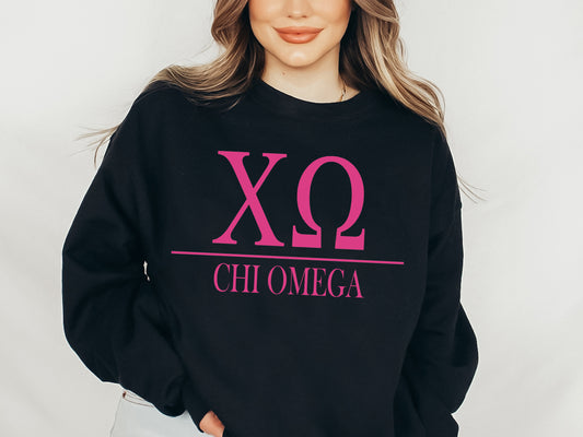 Chi Omega Loud Letters Sorority Sweatshirt _ 475g
