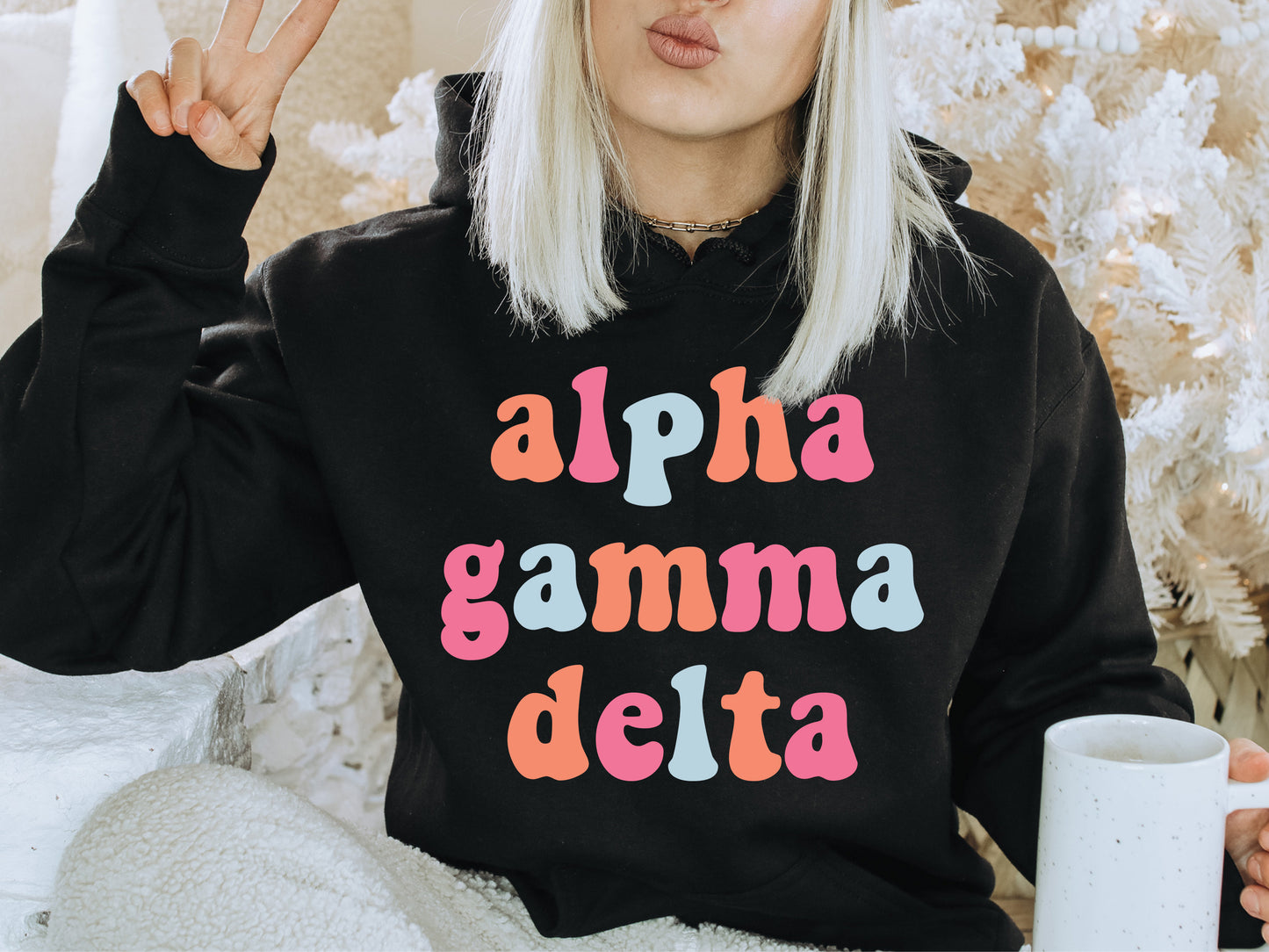 Alpha Gamma Delta Vividly Vibrant Sorority Hoodie _ 3152g