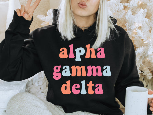 Alpha Gamma Delta Vividly Vibrant Sorority Hoodie _ 3152g