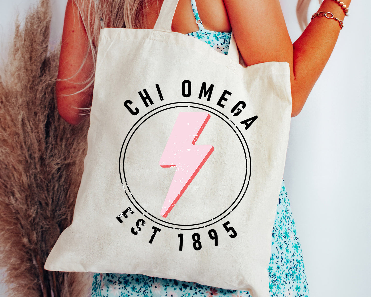 Chi Omega Pinkish Strike Sorority Tote Bag _ 34369g