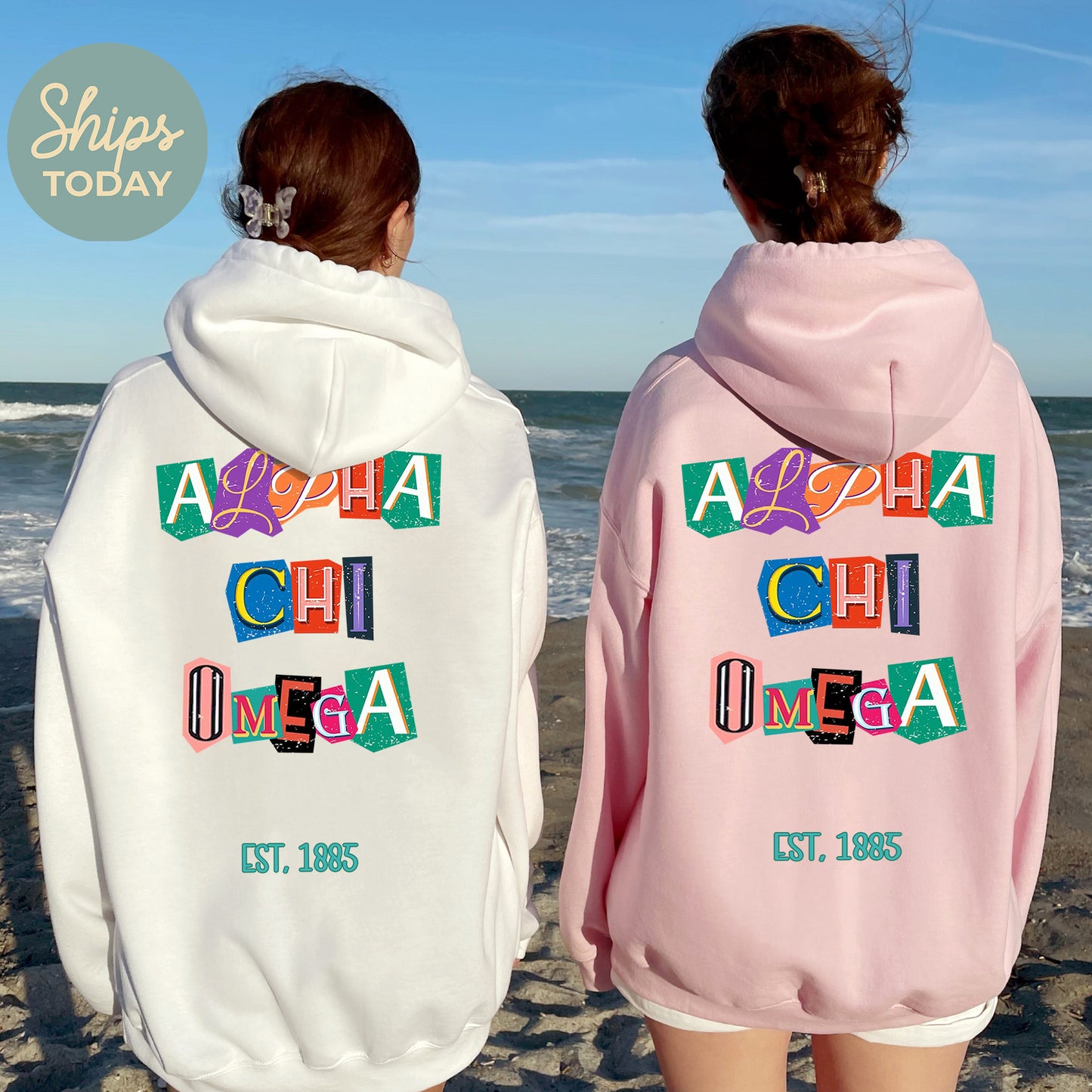 Alpha Chi Omega Letter Cuts Sorority Hoodie _ 35887g