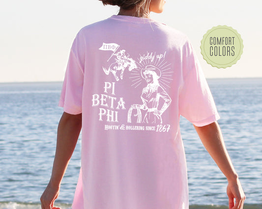 Pi Beta Phi Howdy Cowgirl Comfort Colors Sorority T-shirt _ 35379g