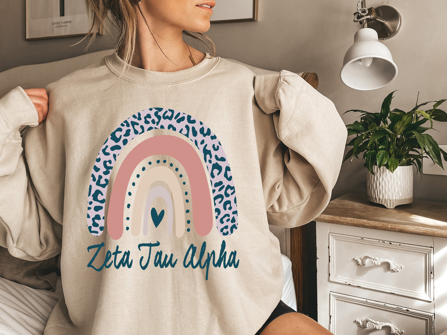 Zeta Tau Alpha Greek Rainbow Sorority Sweatshirt _ 2758g