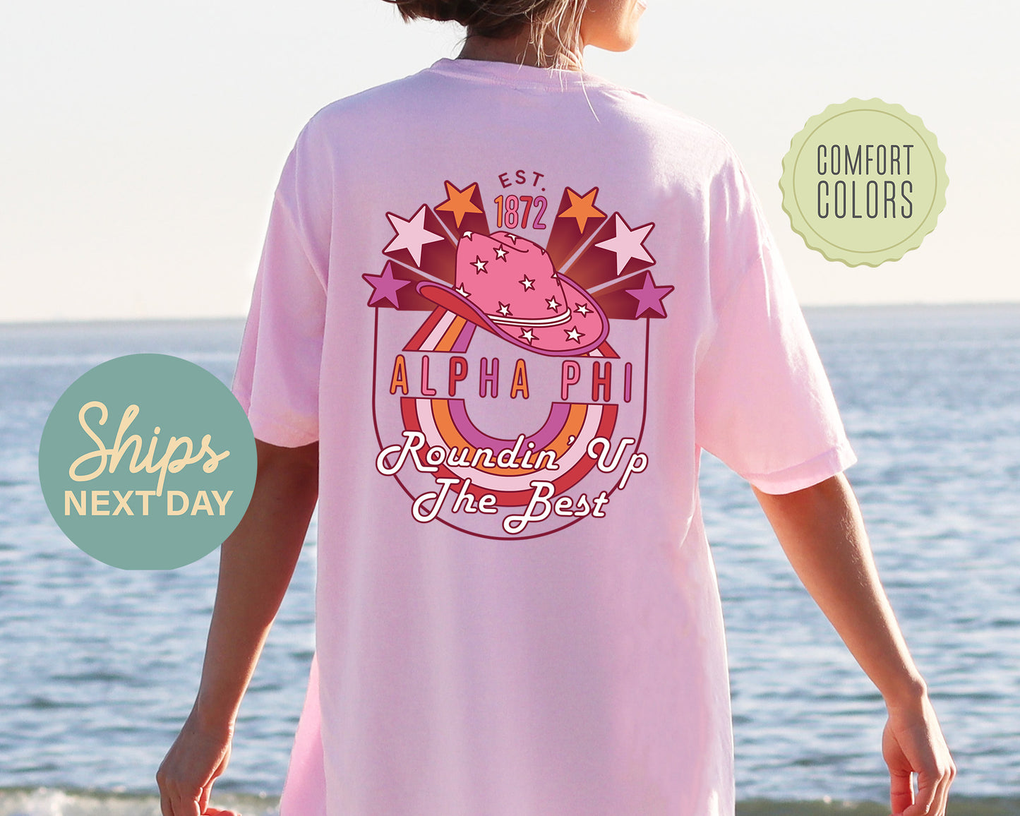 Alpha Phi Roundin' Up the Best Comfort Colors Sorority T-shirt _ 32899g