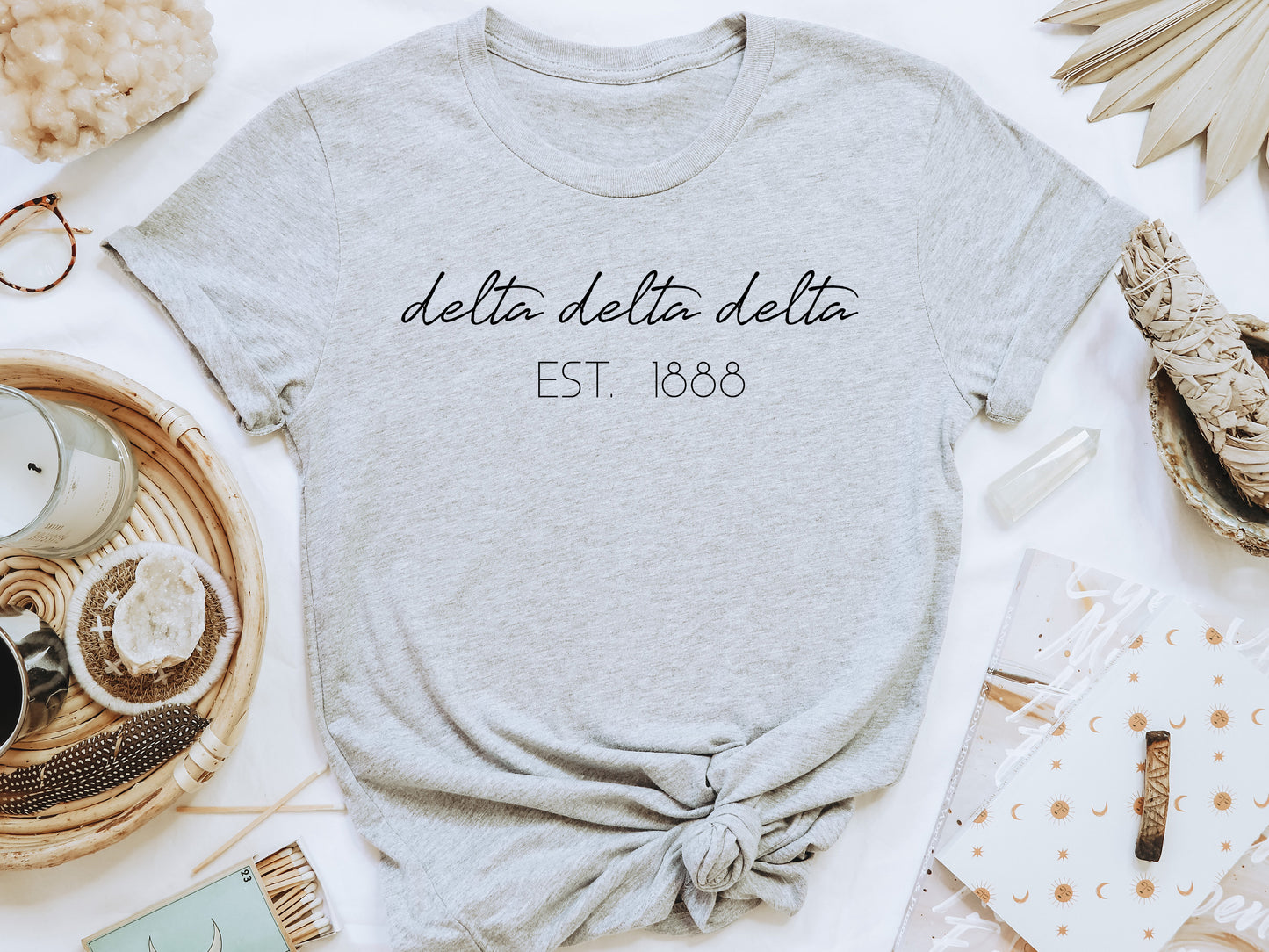 Tri Delta Black Calligraphy Sorority T-shirt _ 2327g