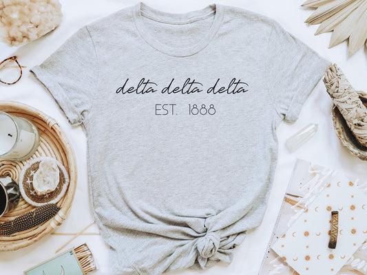 Tri Delta Black Calligraphy Sorority T-shirt _ 2327g
