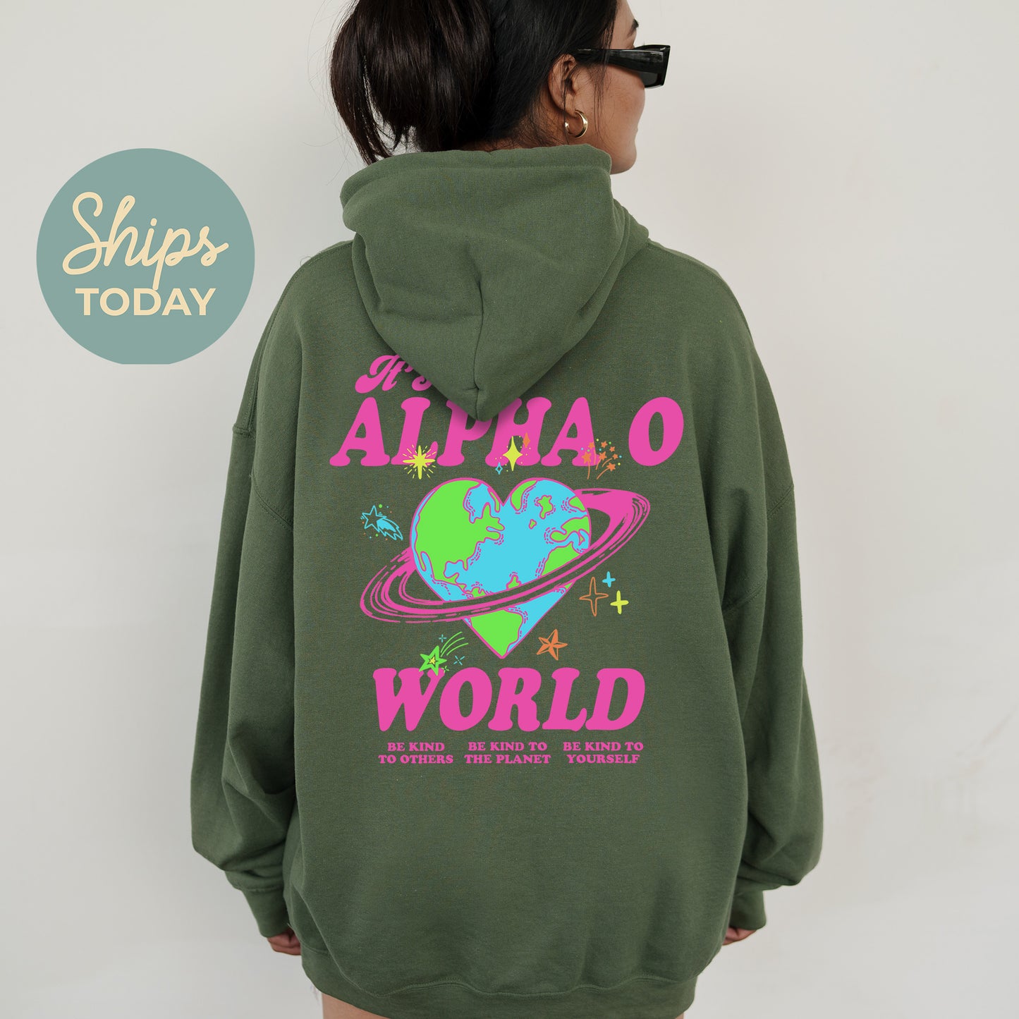 Alpha Omicron Pi Pink Planet Sorority Hoodie _ 34234g