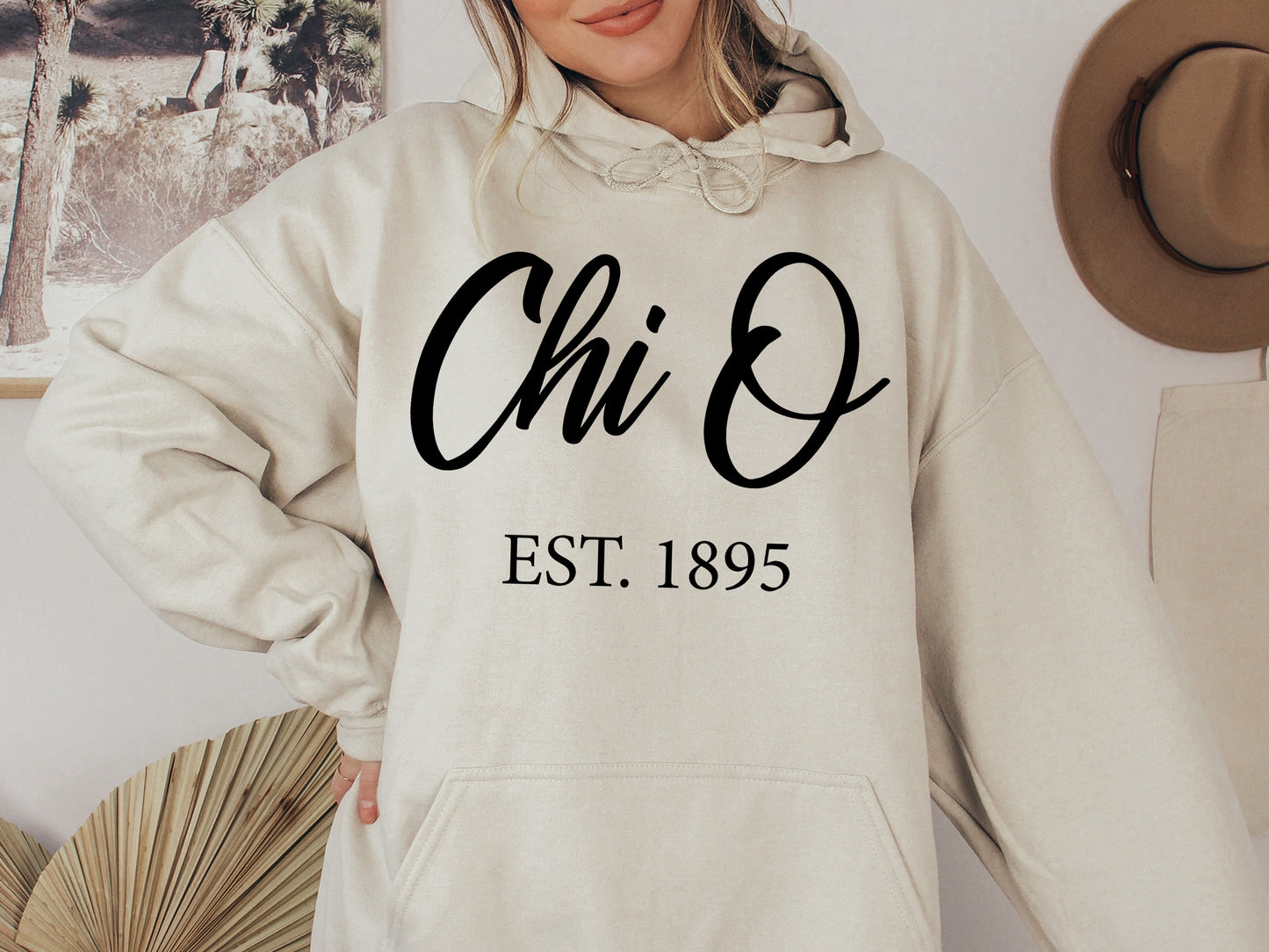 Chi Omega Black Flowy Sorority Hoodie _ 86g
