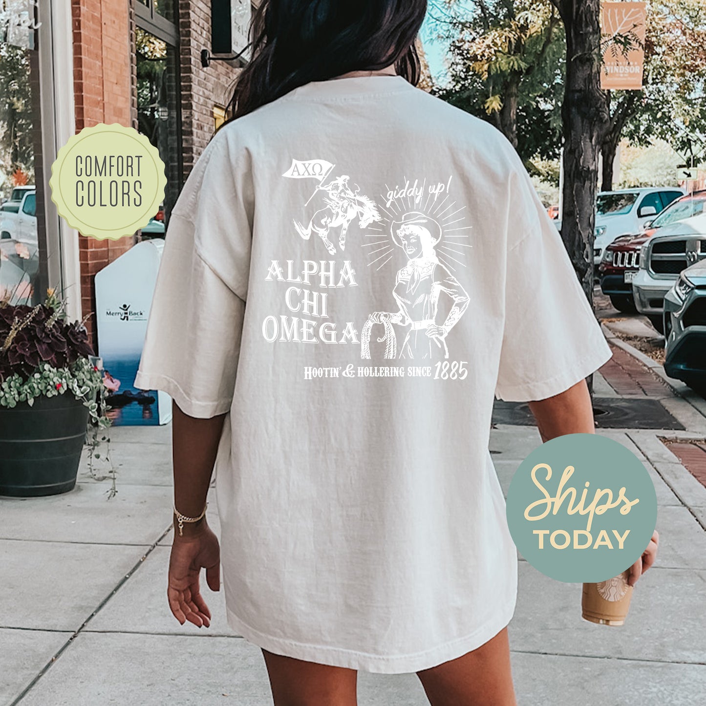 Alpha Chi Omega Howdy Cowgirl Comfort Colors Sorority T-shirt _ 35359g