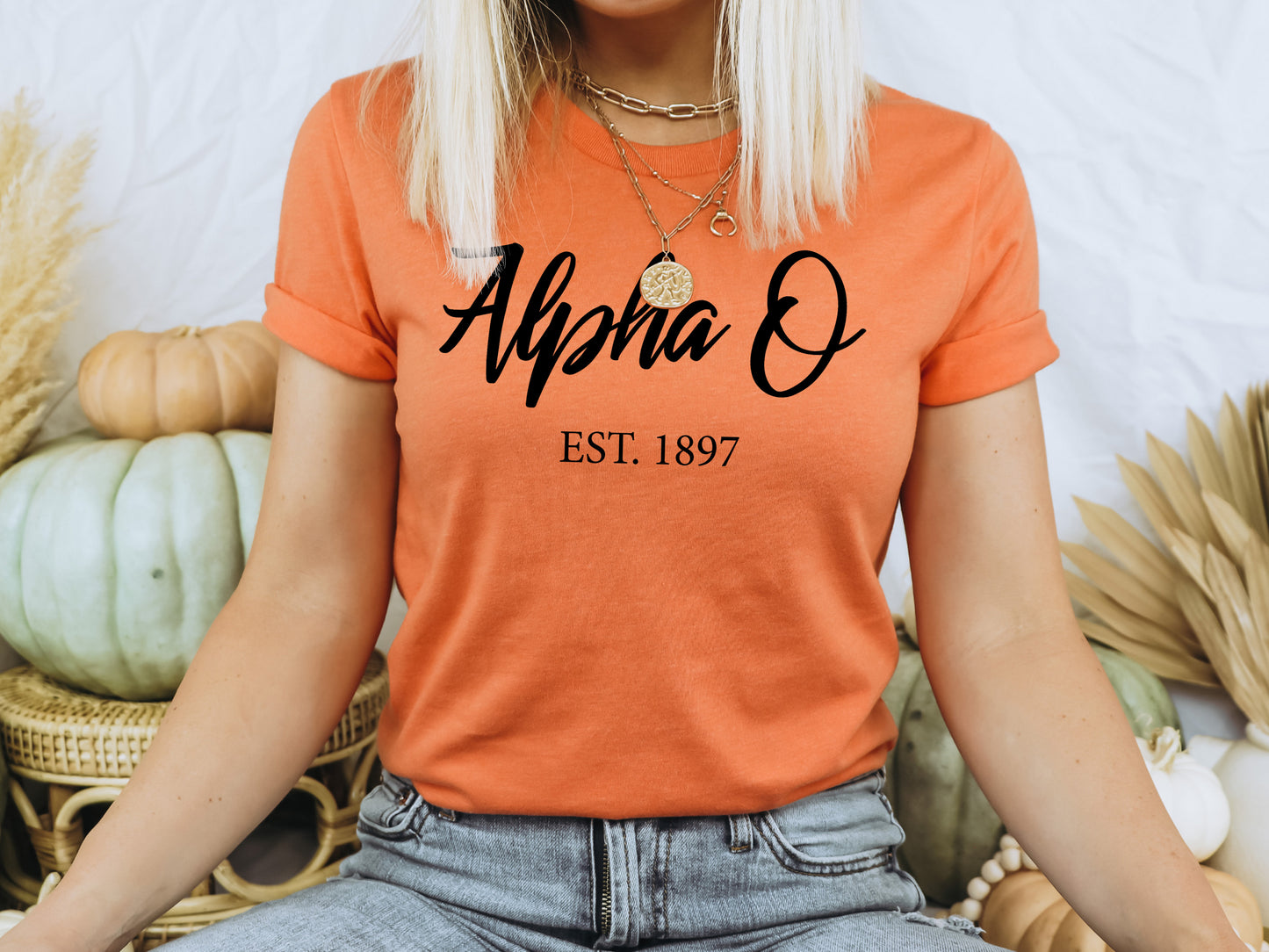 Alpha Omicron Pi Black Flowy Sorority T-shirt _ 81g