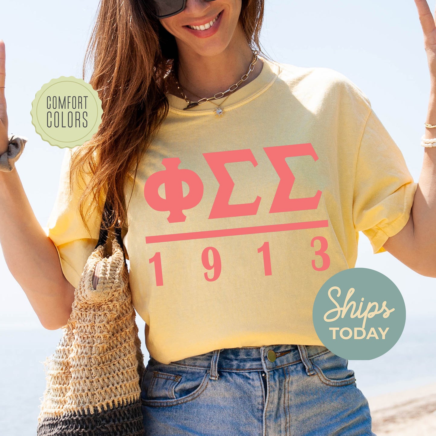 Phi Sigma Sigma Monochromatic Comfort Colors Sorority T-shirt _ 30862g
