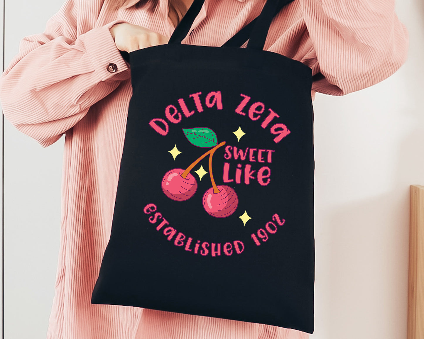 Delta Zeta Sweet Like Cherry Sorority Tote Bag _ 34321g