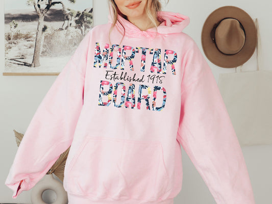 Mortar Board Floral Block Sorority Hoodie _ 3516g