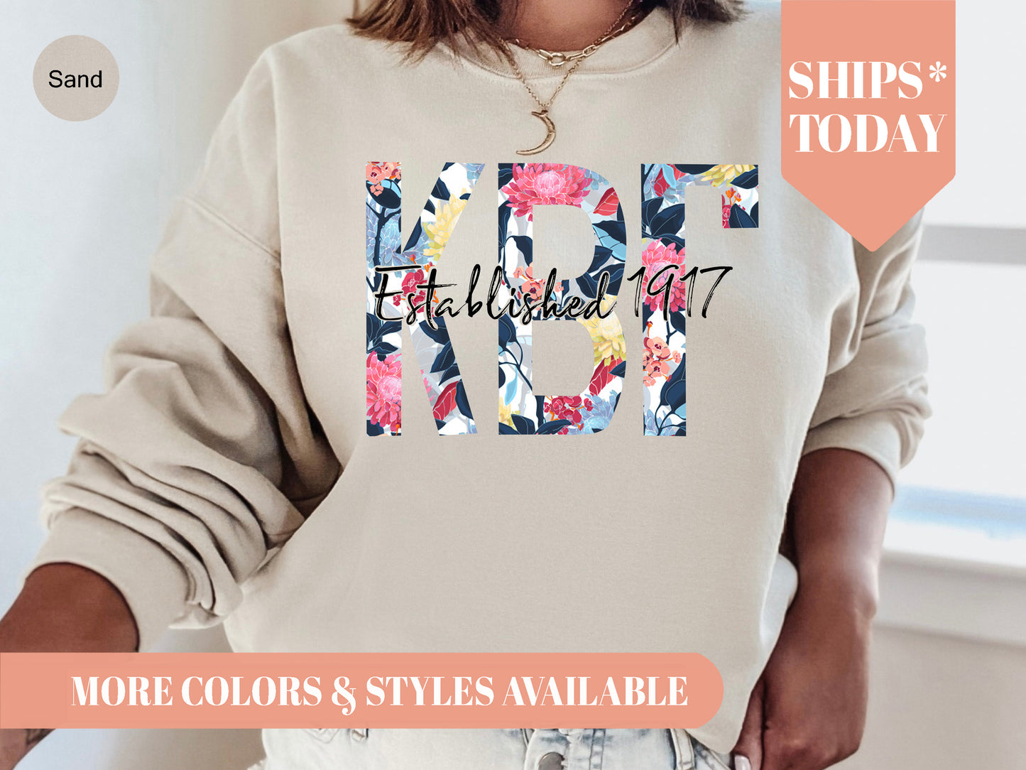 Kappa Beta Gamma Floral Block Sorority Sweatshirt _ 3514g