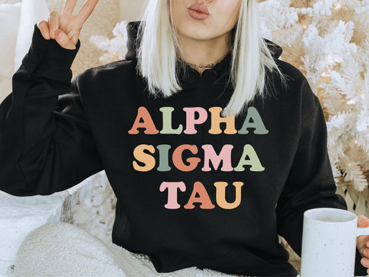 Alpha Sigma Tau Bright and Proud Sorority Hoodie _ 421g