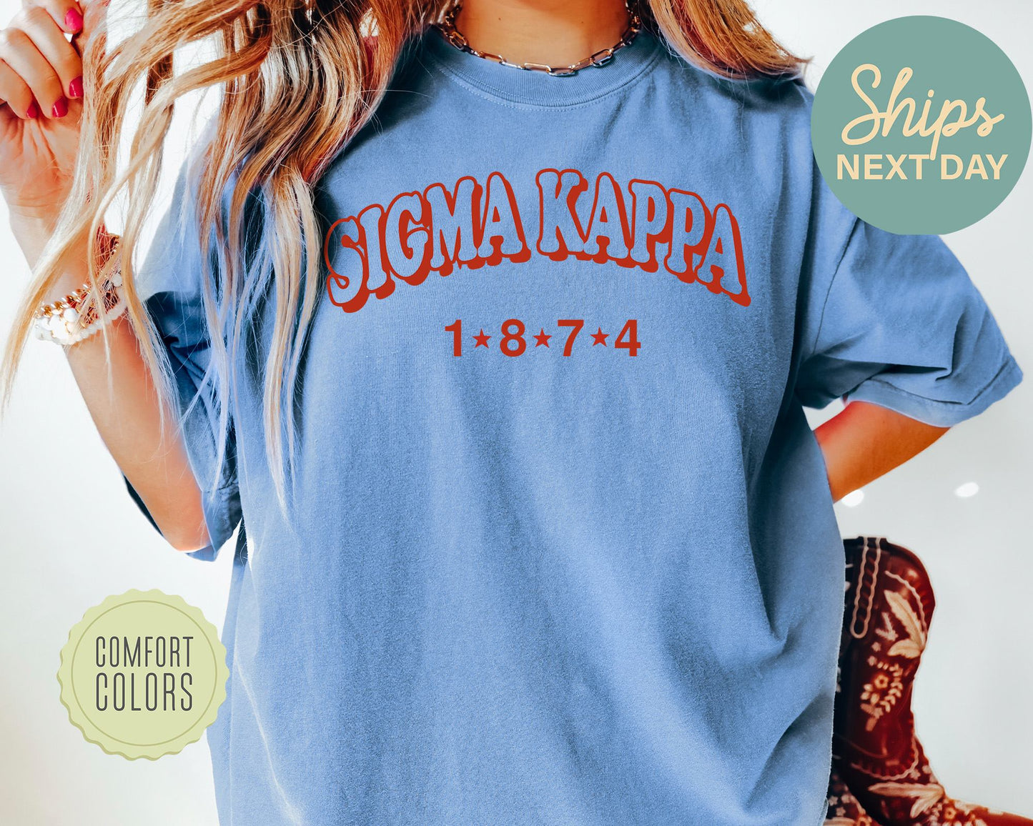 Sigma Kappa Red Arch Comfort Colors Sorority T-shirt _ 384g