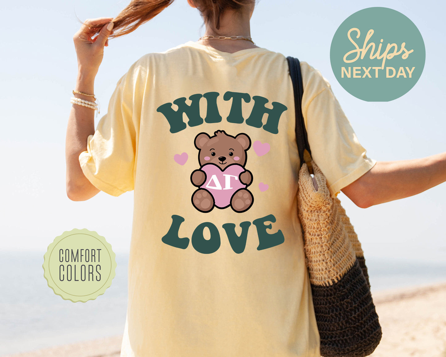 Delta Gamma With Love Comfort Colors Sorority T-shirt _ 33217g