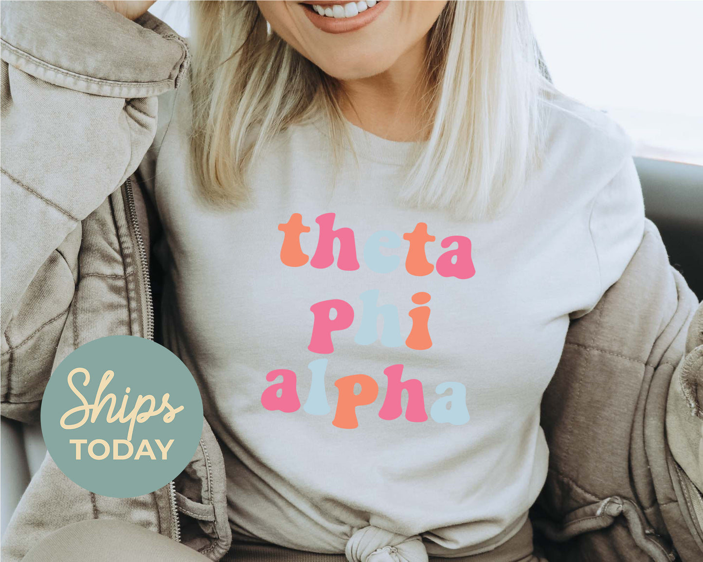 Theta Phi Alpha Vividly Vibrant Sorority T-shirt _ 3173g