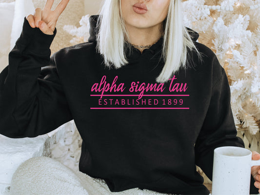 Alpha Sigma Tau All Pink Sorority Hoodie _ 759g