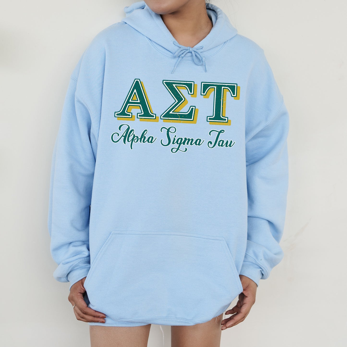 Alpha Sigma Tau Greek Colors Sorority Hoodie _ 36076g
