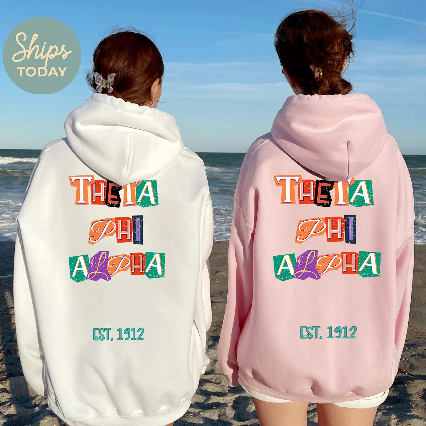 Theta Phi Alpha Letter Cuts Sorority Hoodie _ 35911g
