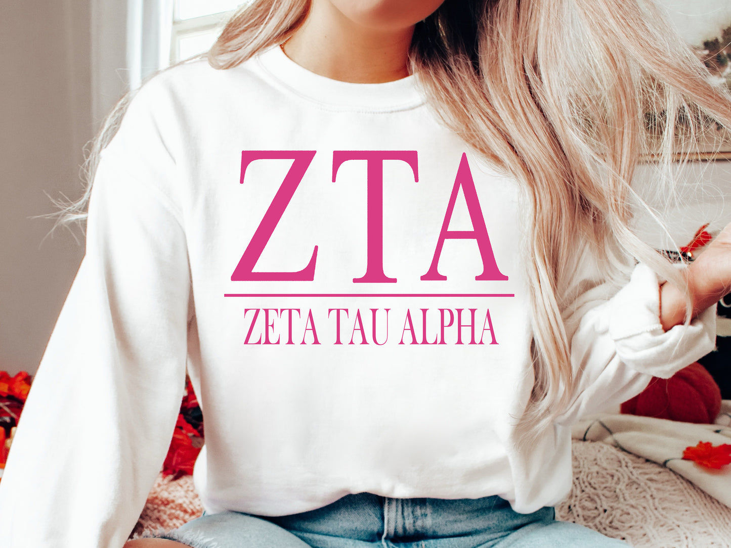 Zeta Tau Alpha Loud Letters Sorority Sweatshirt _ 491g