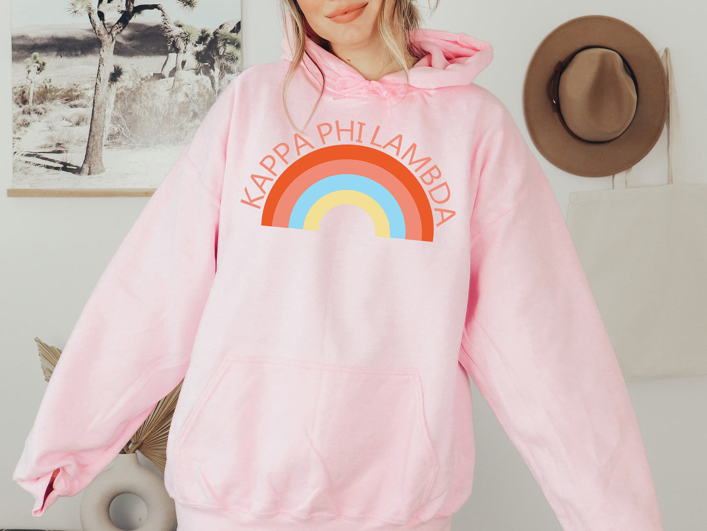 Kappa Phi Lambda Colorful Rainbow Sorority Hoodie _ 3459g