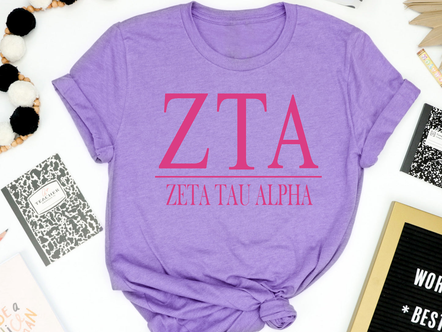 Zeta Tau Alpha Loud Letters Sorority T-shirt _ 491g