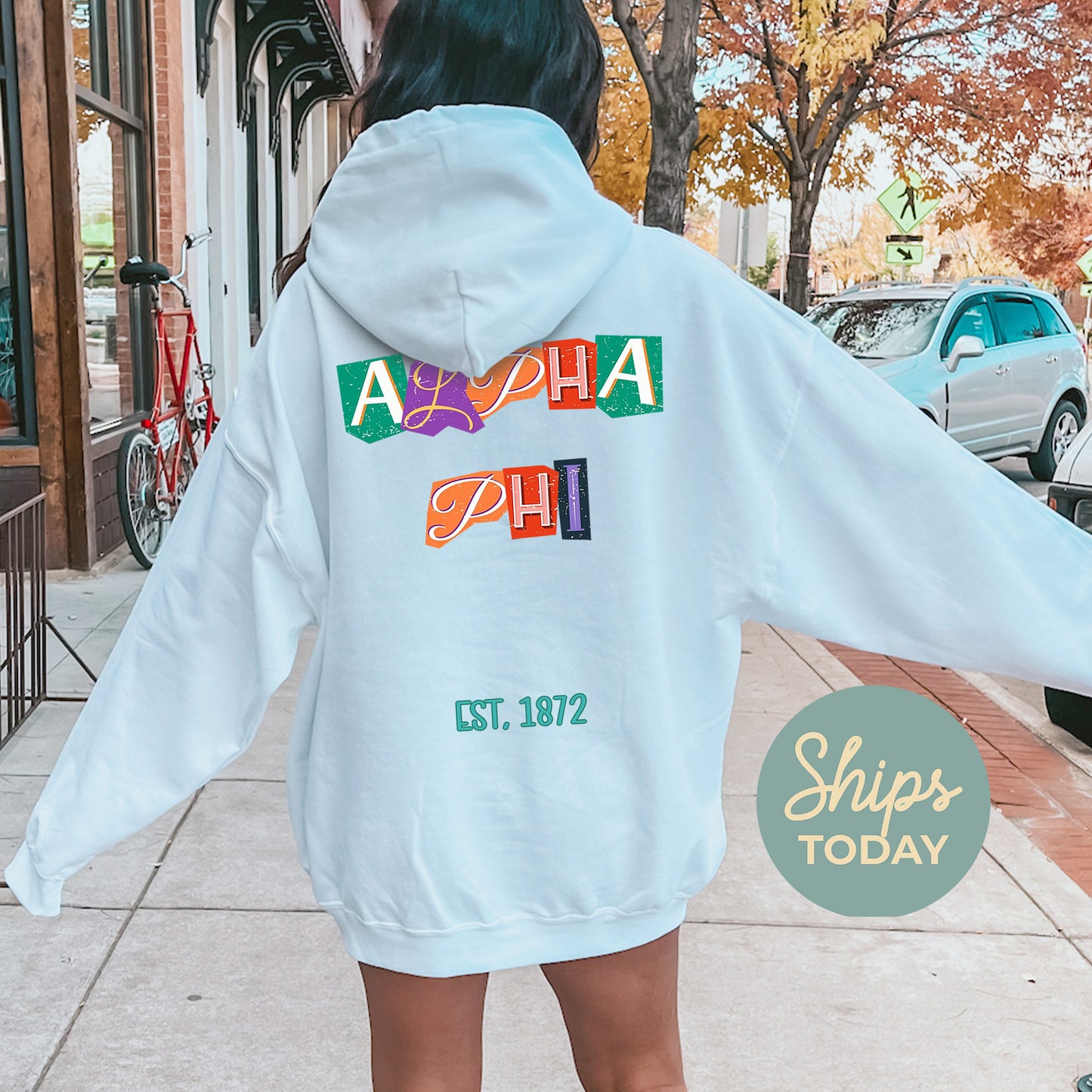 Alpha Phi Letter Cuts Sorority Hoodie _ 35892g
