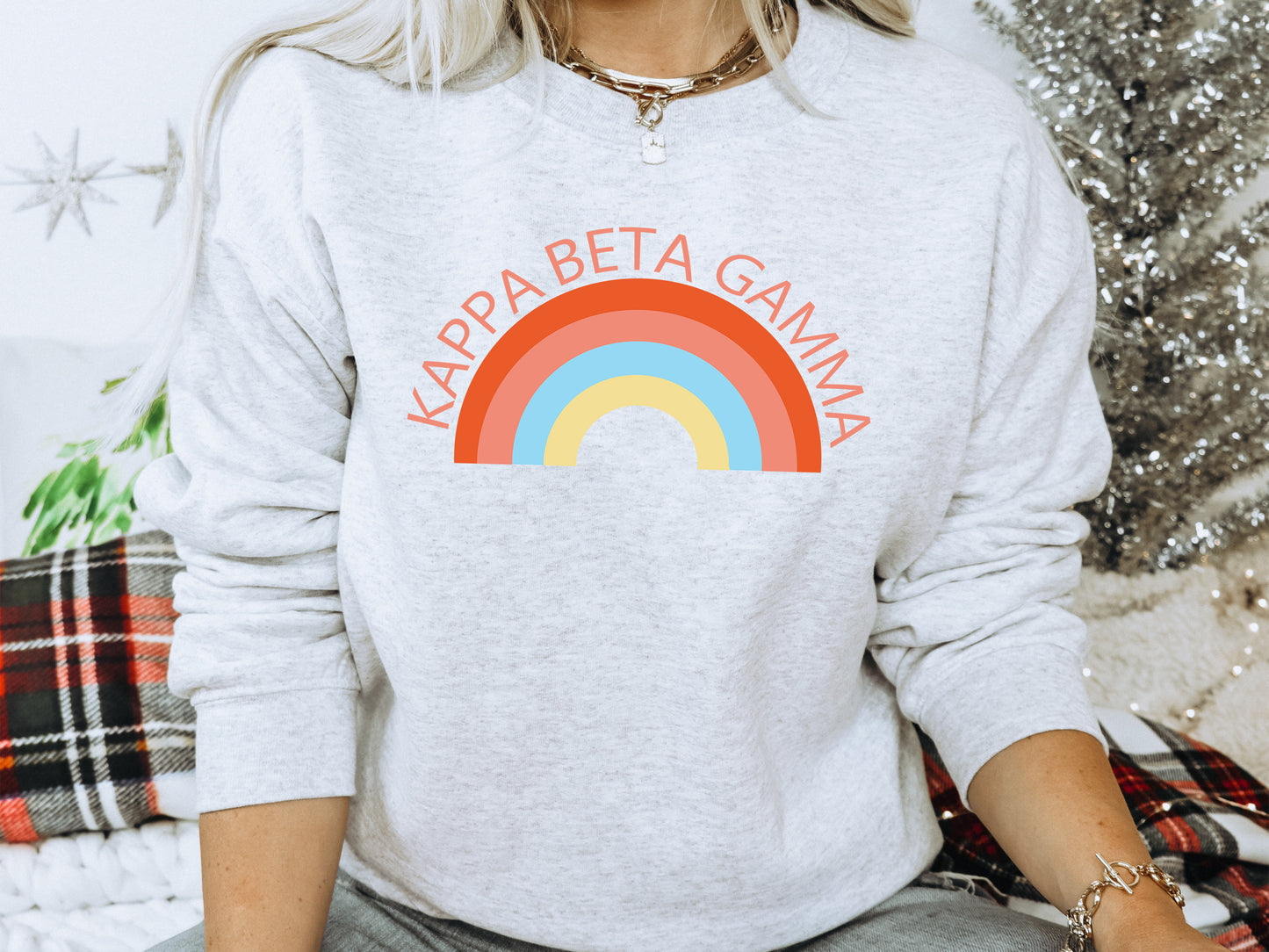 Kappa Beta Gamma Colorful Rainbow Sorority Sweatshirt _ 3457g