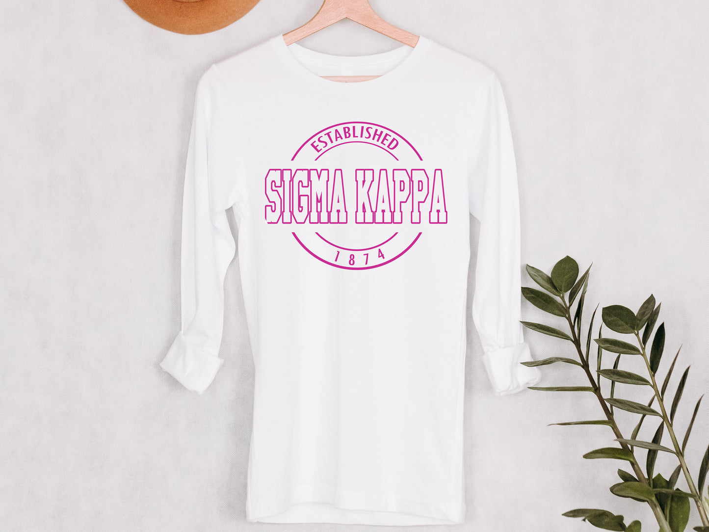 Sigma Kappa Pink Stamp Sorority Long Sleeve T-shirt _ 73g