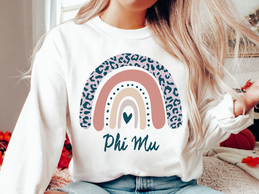 Phi Mu Greek Rainbow Sorority Sweatshirt _ 2751g