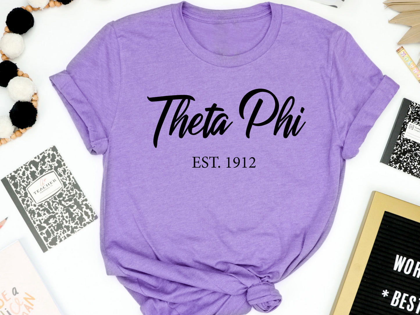 Theta Phi Alpha Black Flowy Sorority T-shirt _ 101g