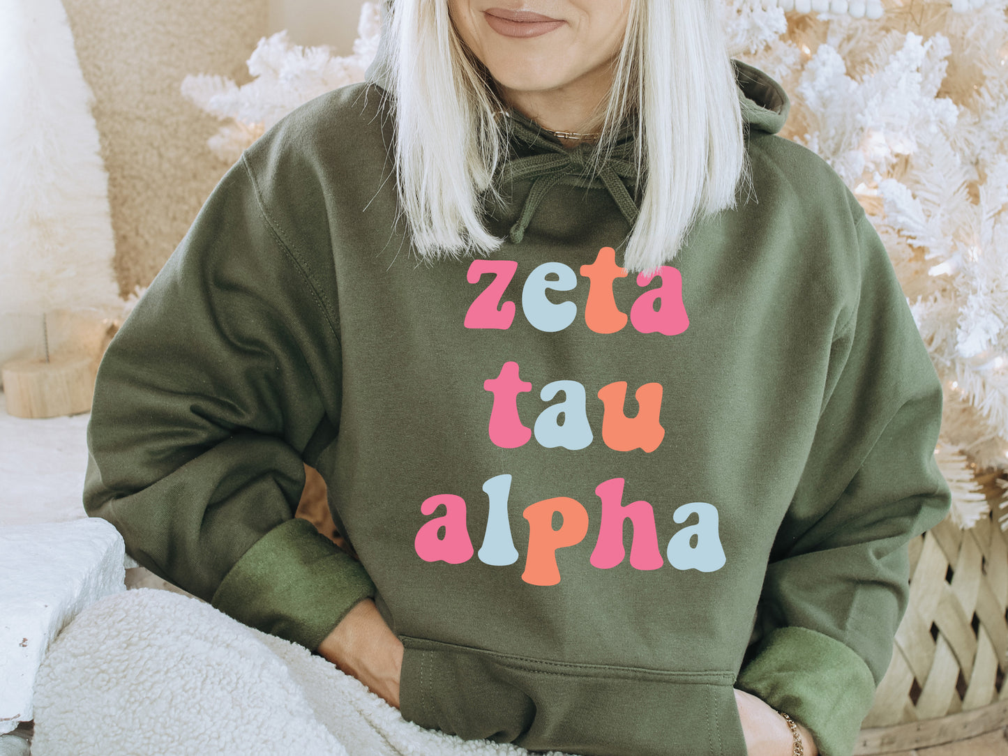 Zeta Tau Alpha Vividly Vibrant Sorority Hoodie _ 3174g