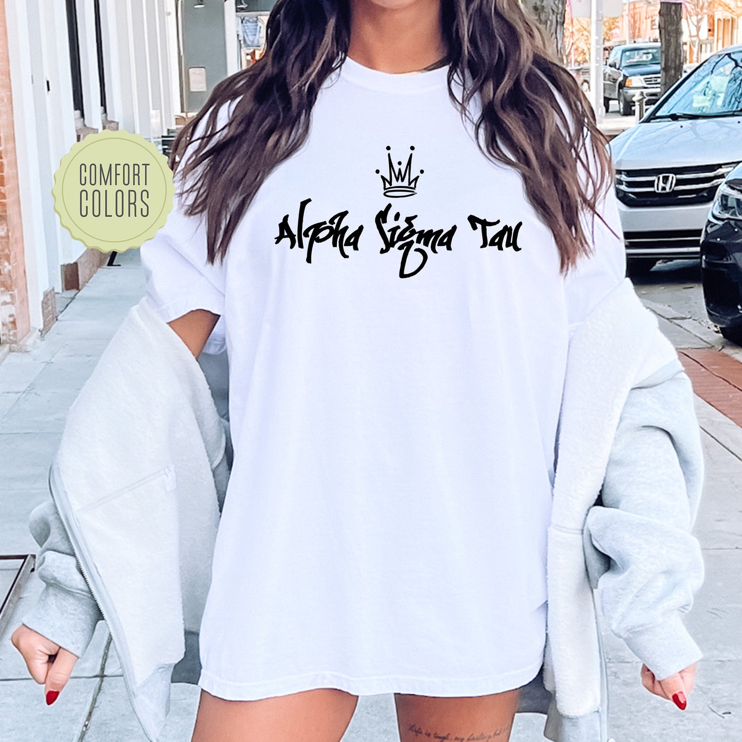 Alpha Sigma Tau Queen Comfort Colors Sorority T-shirt _ 2455g